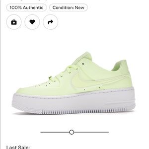 Nike Air Force 1 Sage Low- Barely Volt (W)size 6.5